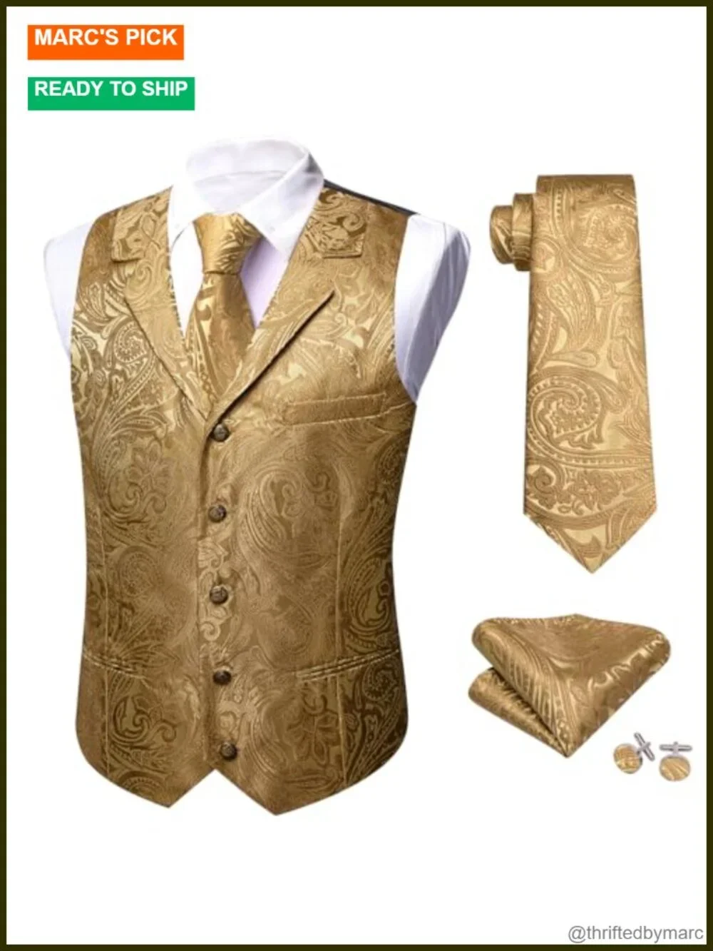 Mens Silk Paisley Vest Tie Set Formal Wedding Tuxedo Waistcoat